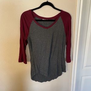 Grey/maroon shirt